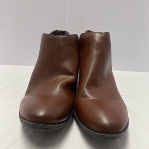 B.o.c. Celosia faux leather block heel ankle boots in brown.